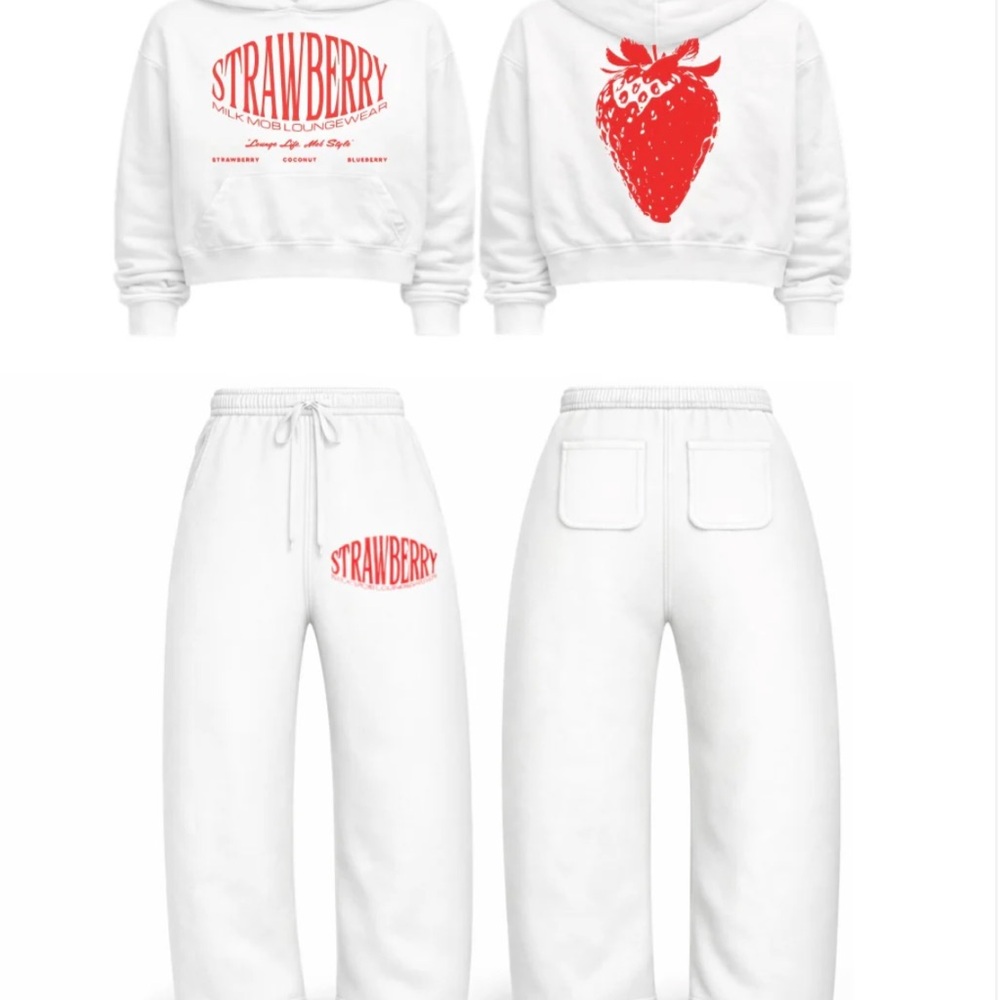 Strawberry Milk Mob - White Sweat Set - Picture 6 of 9